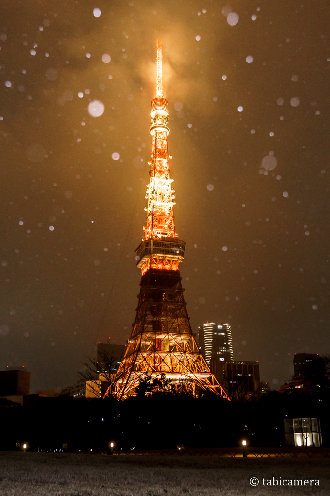 東京タワーと雪