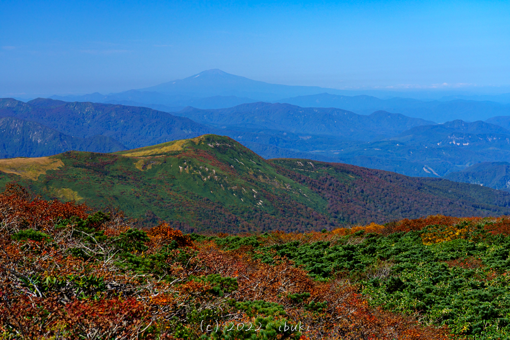 紅葉の栗駒山　山頂付近の景色